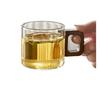 High Borosilicate Glass Tea Cup with Walnut Handle – Thick, Heat-Resistant, Anti-Scalding, Perfect for Tea Tasting.