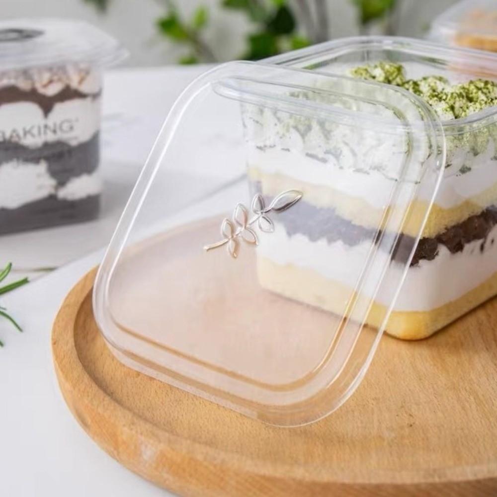 50Pcs Disposable Mousse Dessert Box With Lid Square Individually Packaged Clear Plastic Cups Cake Container Portable