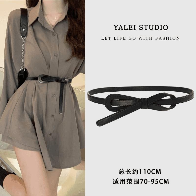 

Women s Versatile Knotted Decorative Belt And Fashionable Waist Belt One Size чёрный
