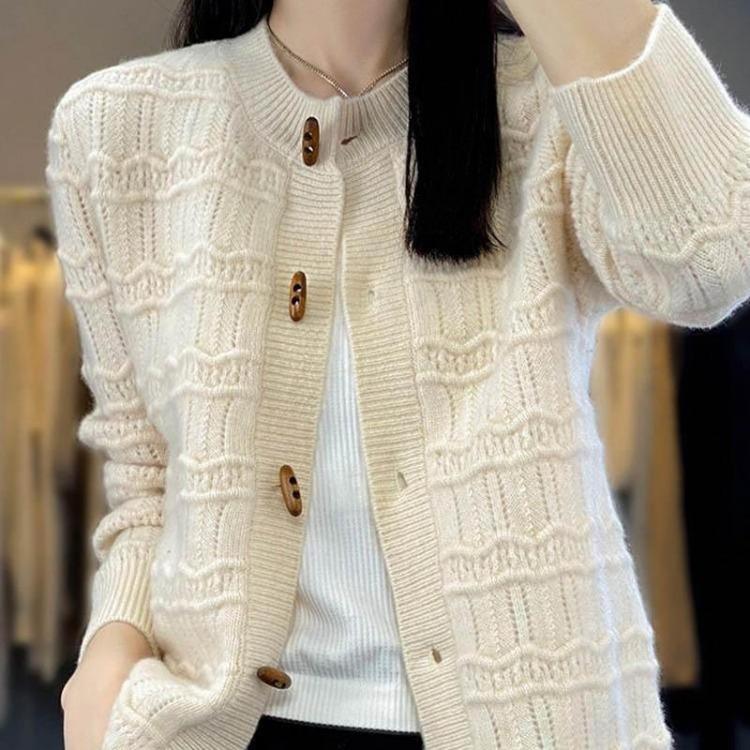 

Loose Knit Vintage Cardigan Sweaters Coat Jacket for Women Long Sleeve Autumn Winter S белый