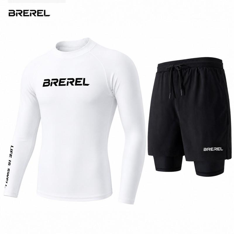 Heren UV-Bescherming Rash Guard Set Lange Mouw Zwemshirt Sneldrogende Boardshorts Snorkelen Surfen Kajakken