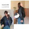 Women's Fashion Loose Fit Short Coat Spring Autumn Casual Motorcycle PU Leather Jacket