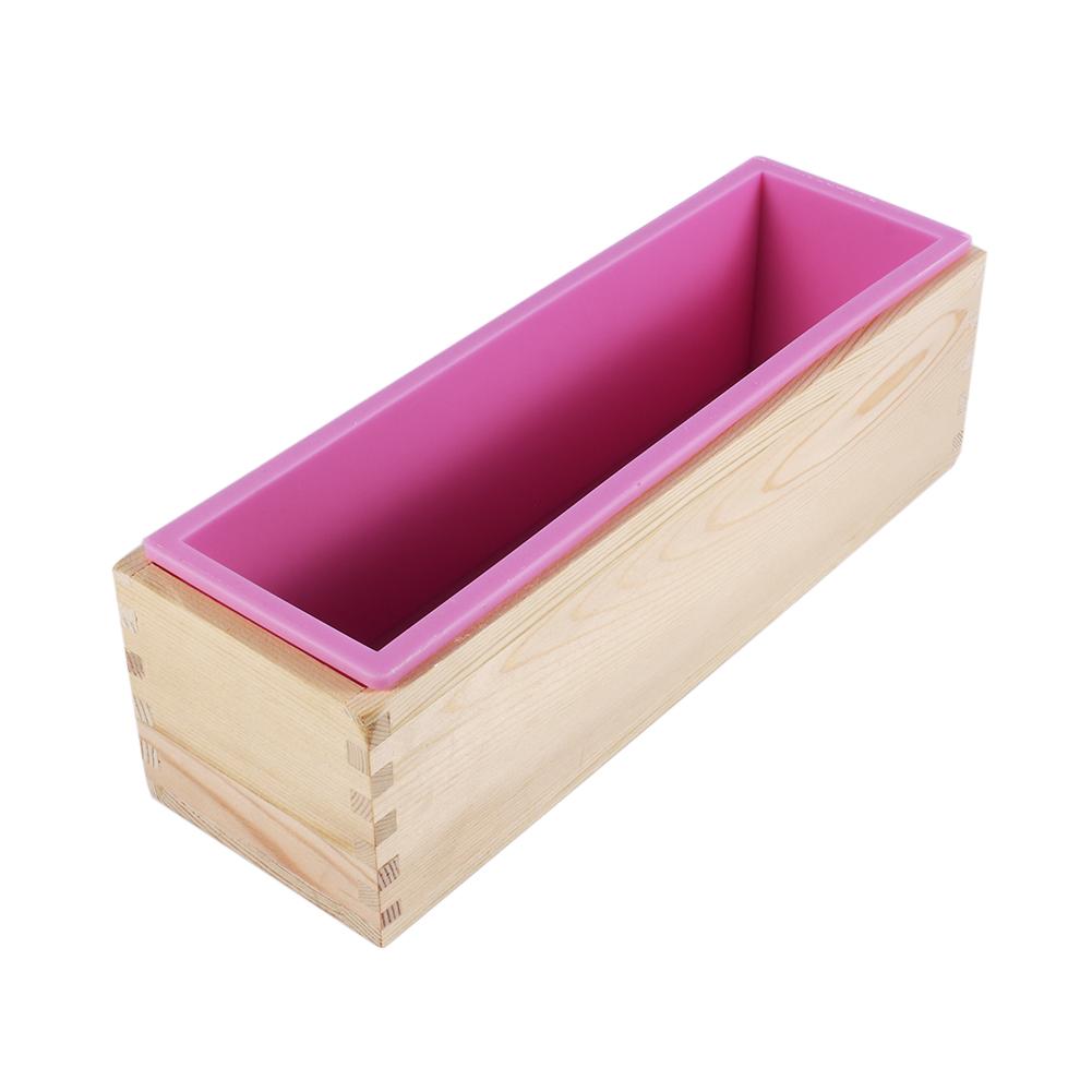 Rectangle Silicone Liner Soap Mould Wooden Box DIY Making Tool Bake Cake Bread Toast Mold