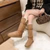 Snow Boots for Women In Winter with Thick Plush Cotton Shoes and A Single Button Thick Soled Woolen Shoe