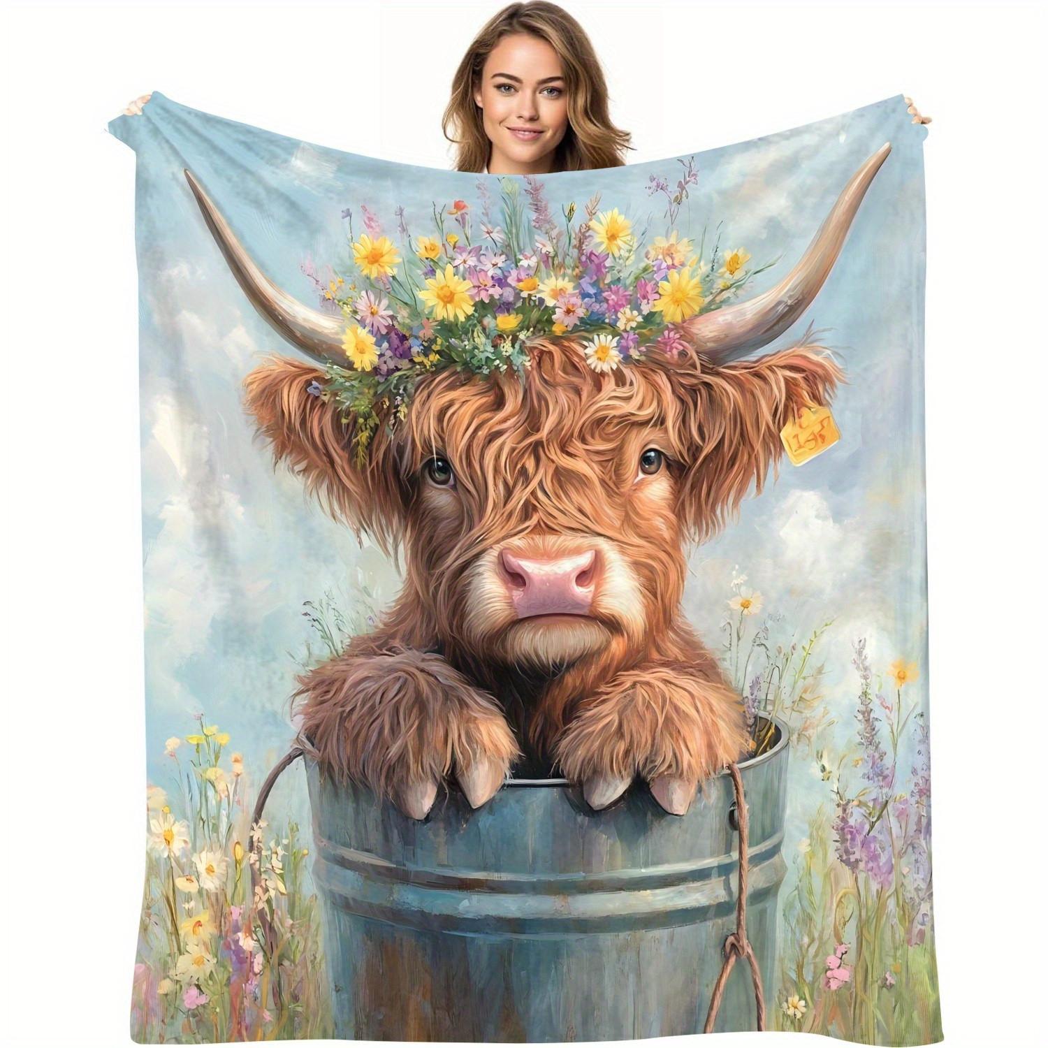 

Cow Print Flannel Blanket - Cozy Soft Bed Sofa Farm Throw 70x100cm