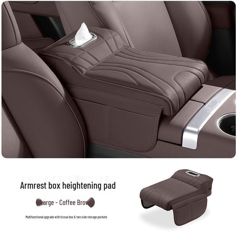 Zunjie S800 Armrest Box Pad with Tissue Box, Cup Holder, and Storage Bag for Car Interior Accessories.