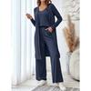 IHUASU Women's Fashion Casual Long Sleeve O-Neck Pants Suits