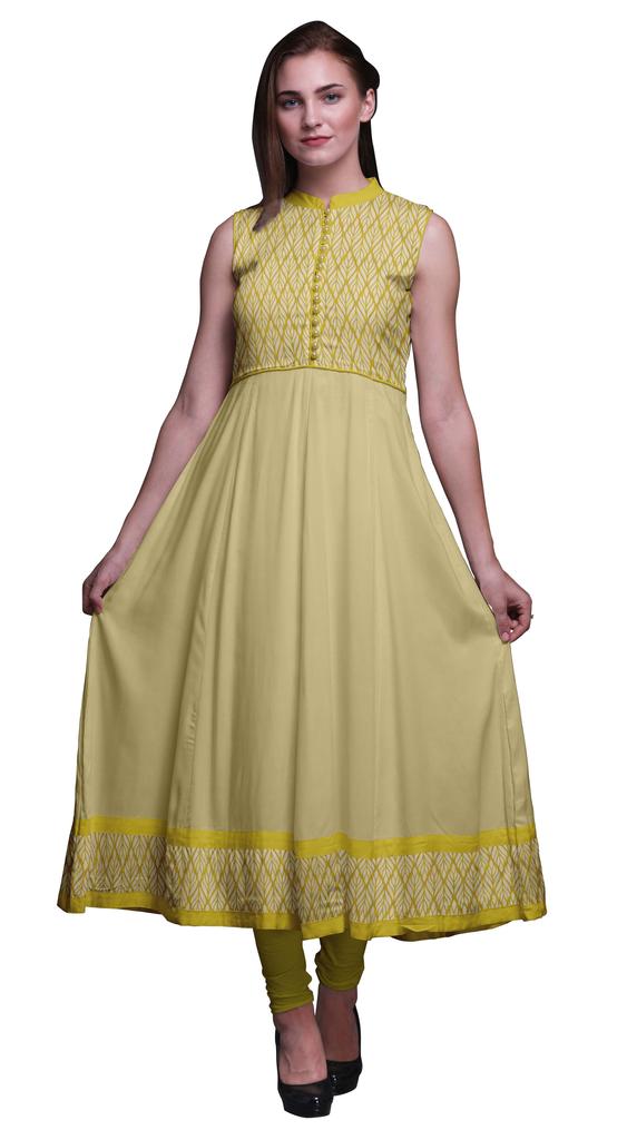 Bimba Black Floral Printed Women Designer Mandarin Collar Anarkali Dress Indian Ethnic Kurta