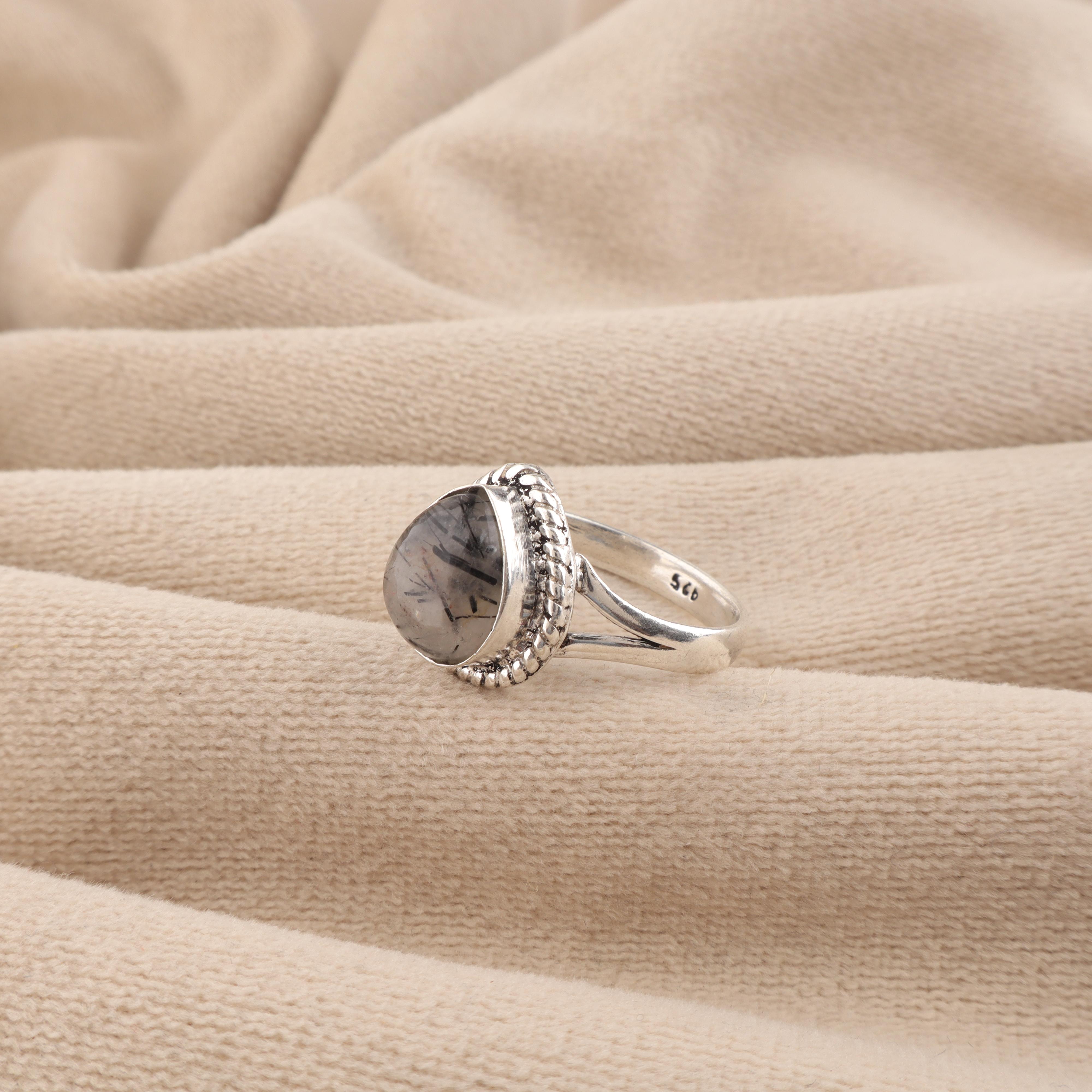 Natural Black Rutile Gemstone 925 Sterling Silver Jewelry Designer Women Ring For Anniversary Gift RR-85-28 4