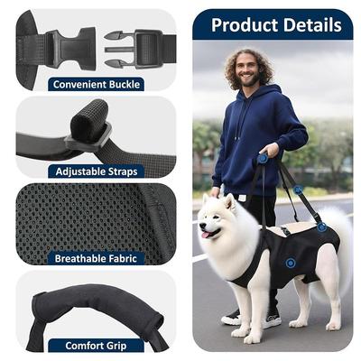 Laisse d'assistance pour escaliers pour chien Harnais de soutien pour chien âgé Harnais de levage réglable pour animal de compagnie Harnais d'aide à la montée d'escaliers pour grand chien