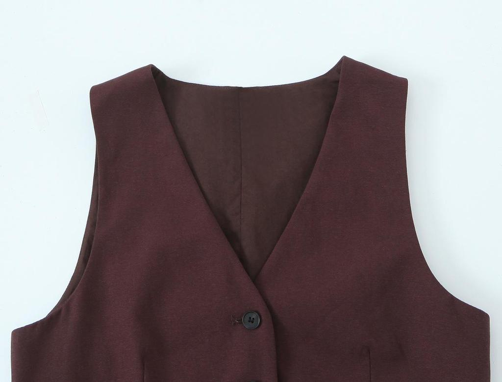 2025 Spring Women's Fashion: European-American Style Cut-Out Vest & Long Pants Set