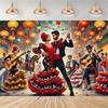 Party Backdrop, Oil Painting, Flamenco Dancer, Vibrant Spanish Colors, Photographic Decoration, Studio Background2591