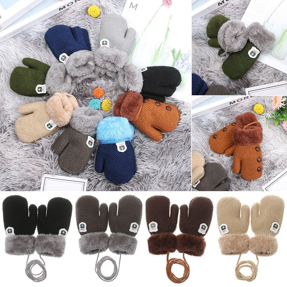 New Hot Cartoon Keep Finger Warm Lovely Kids Gloves Plus Velvet Knitting Mittens Thick