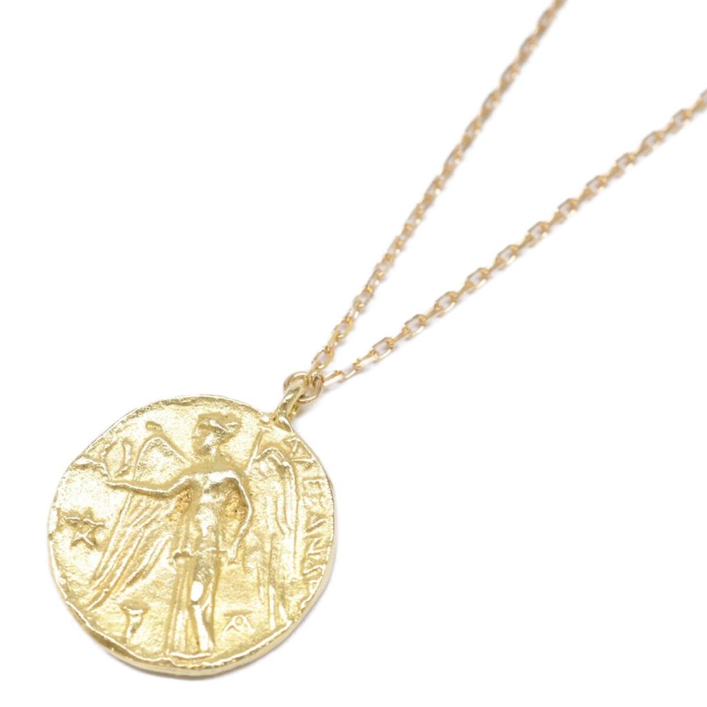 MARIHA [1102221006] K18 Ancient Memories Gold Necklace Athena/Angel Rectangle Chain 17.7" Necklace Yellow GoldUsed