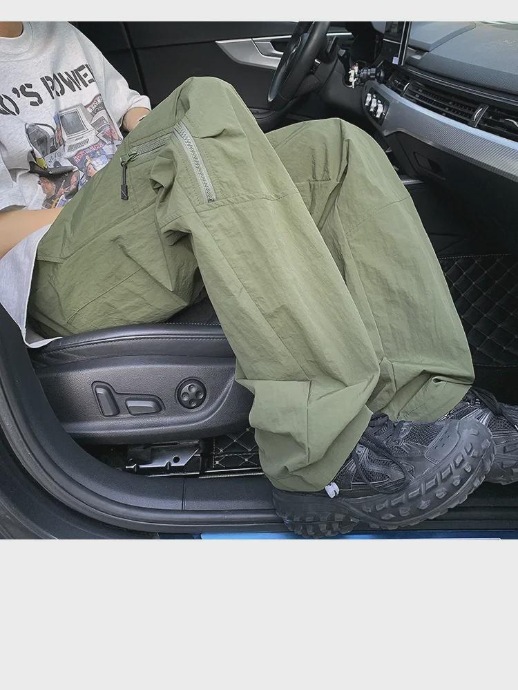 Men's Trendy Summer Quick-Drying Overalls - Functional, Casual Wide-Leg Hiking Pants