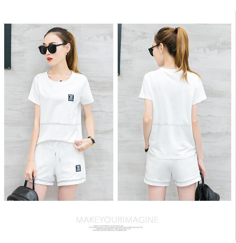 Women's Korean Style Summer Two-Piece Set: Loose Short Sleeve T-shirt & Shorts Casual Sportswear