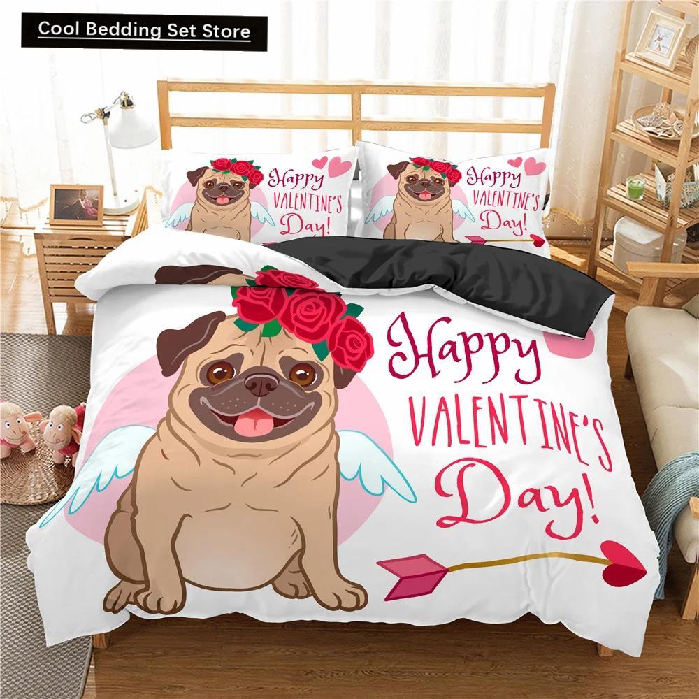 Cute Animal Bedding Set Cartoon Pug Dog Duvet Cover Sets Kids Comforter Cover Queen King Twin Single Size Polyester Quilt Cover