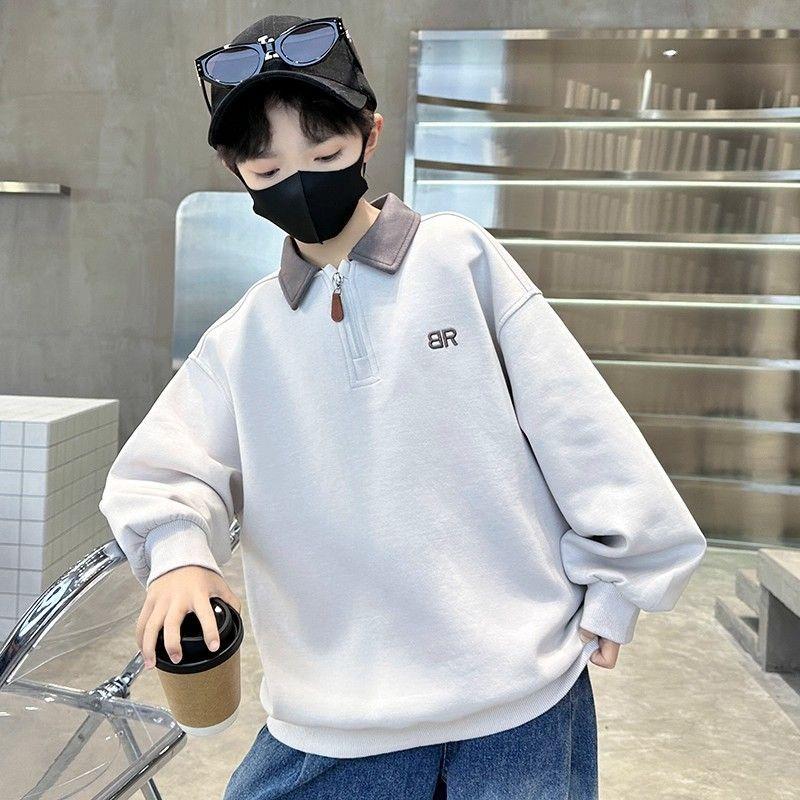 Мальчиковая осенне-зимняя толстовка POLO 2025 с воротником 140 cm