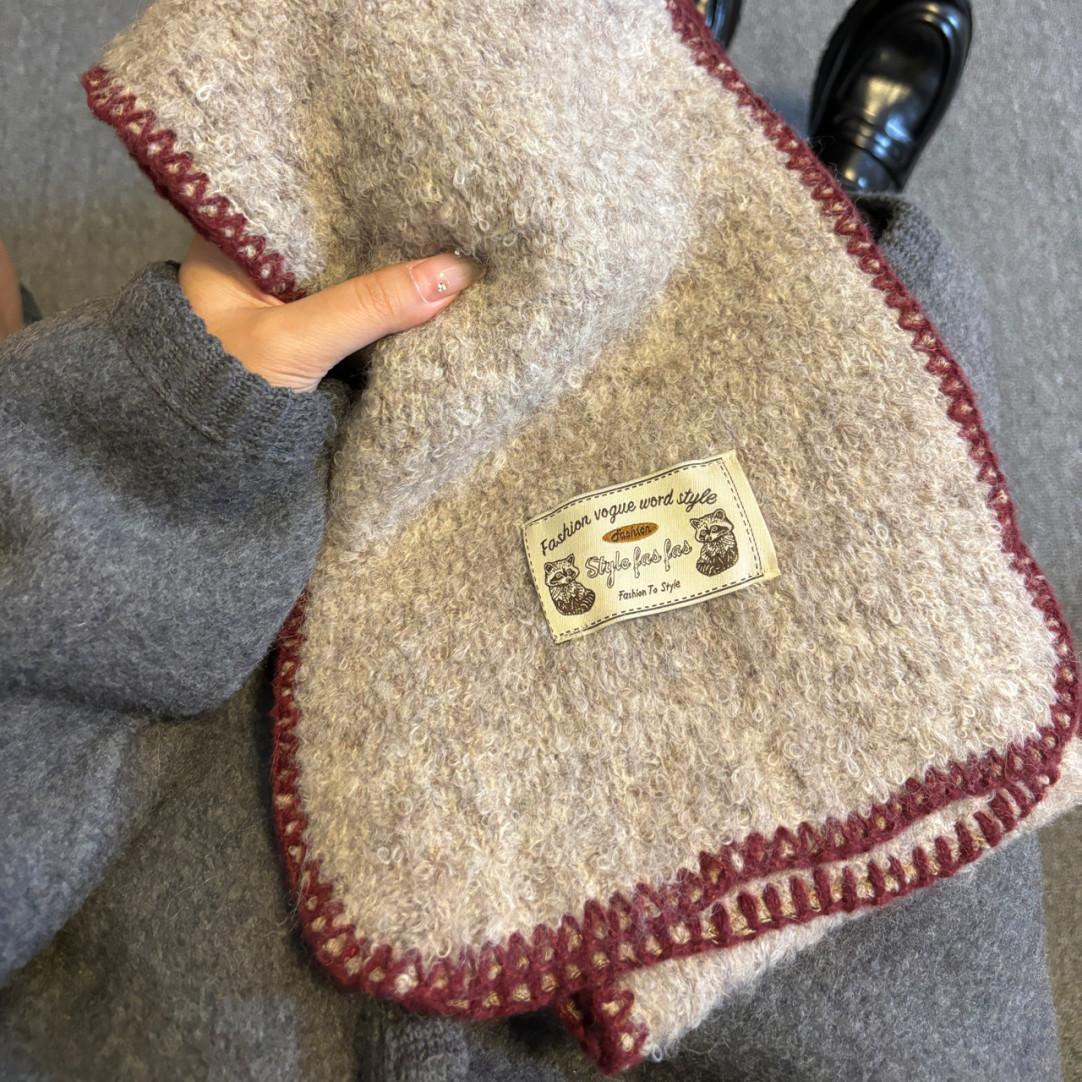 

Новый женский осенне-зимний вязаный шарф из кашемировой шерсти для тепла и стиля, с белым и роскошным рождественским узором на шее 158*20cm