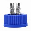 GL45 Safety Bottle Cap with 4 Port 304 Stainless Steel Interface Laboratory Liquid Mobile Phase Filling Cap Diameter 8