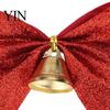 Decorative Bows with Bells 2 Pcs Christmas Bell, 4 Inch Glitter Ribbon Bows, Pre Tied Hanging Holiday Ornaments Xmas for Gift Wrapping, Wreath, Tree,