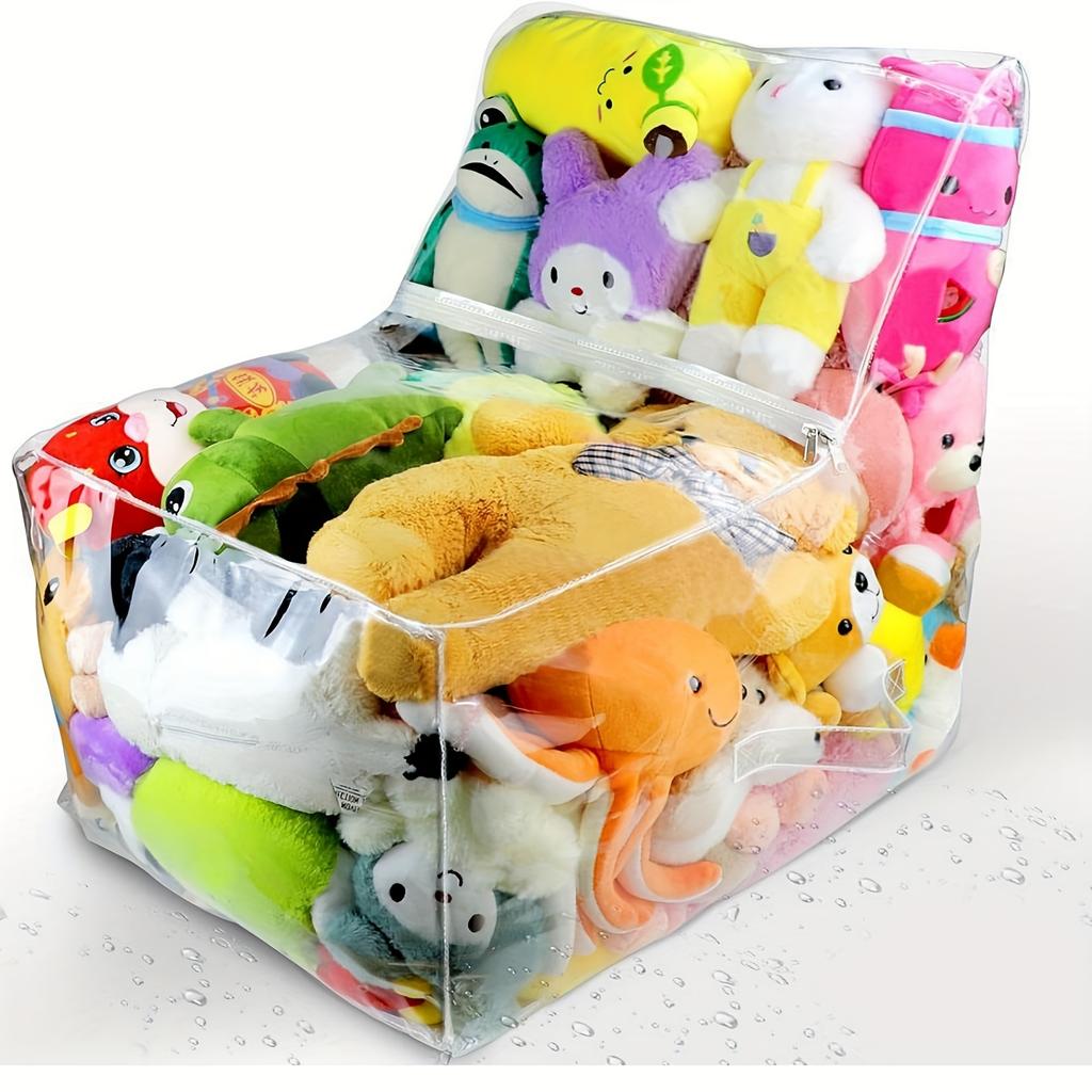 Large Capacity Transparent PVC Storage Chair Cover  Durable, Easy Clean Organizer for Plush Toys and Home Essentials, Multi Purpose, Under Bed Storage