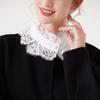 Eleganter Wimpernspitzen-Falschkragen, abnehmbarer Blusen-Halbhemdkragen, Halskette und Rüschen-Handgelenkmanschetten-Set für Damen