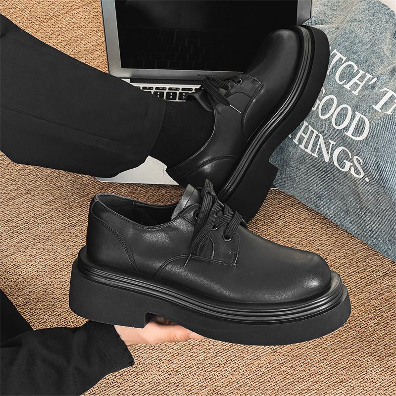 Big head Derby shoes men's senior sense commuting black platform trendy shoes men's 2024 new college style 5017-J