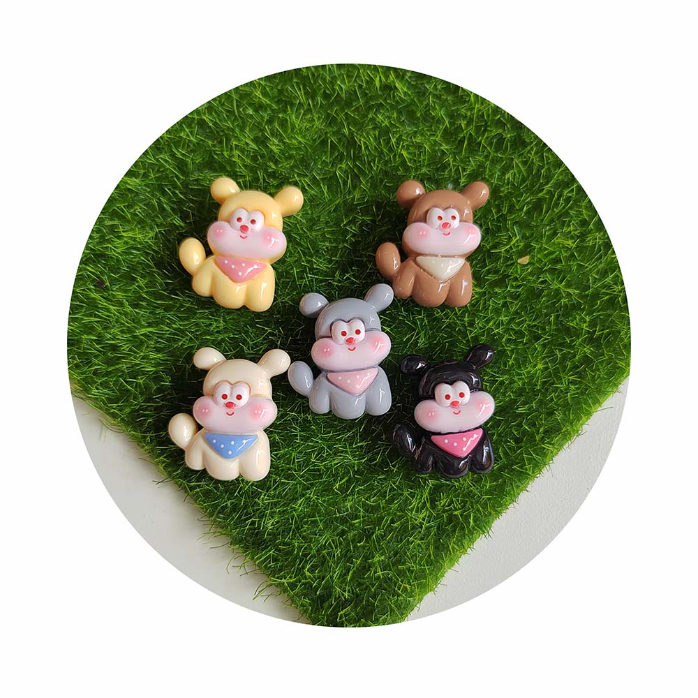 Resin Cartoon Dog Decoration Parts Cute Animal Charms Resin Flatback Cabochons for DIY Crafts Scrapbooking Embellishments