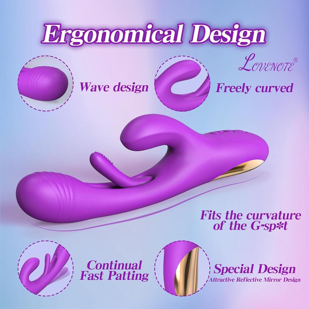 Flapping Vibrator Dildo for Women G Spot Rabbit Vibrator  Waterproof Clitoralis Vibrator for Clit Nipple Anal Stimulation Rechargeable Adult Sex Toys