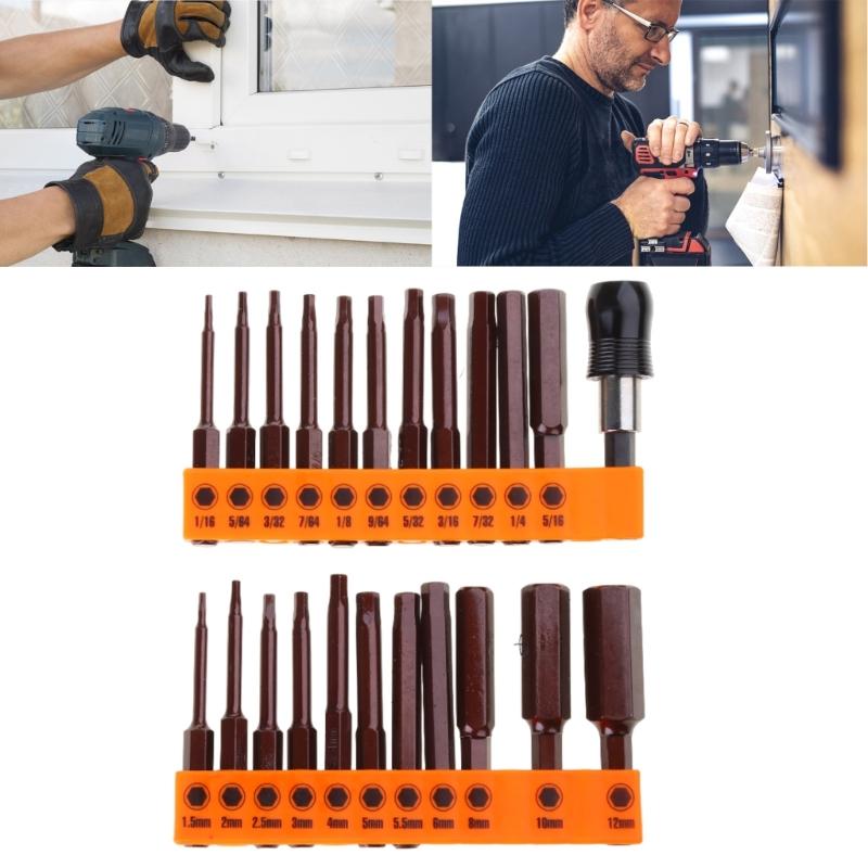 23 Piece Set of Impact Drill Hex Head Wrench Bits for Heavy Duty Screw Driving Magnetic Key Drill Bits