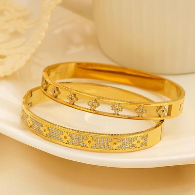 Full Diamond Bracelet, Light Luxury Fashion Hollow Four-leaf Clover Clover Bracelet for Women