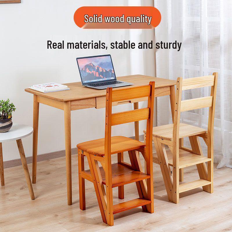 Folding Solid Wood Ladder Chair for Home and Elderly Use