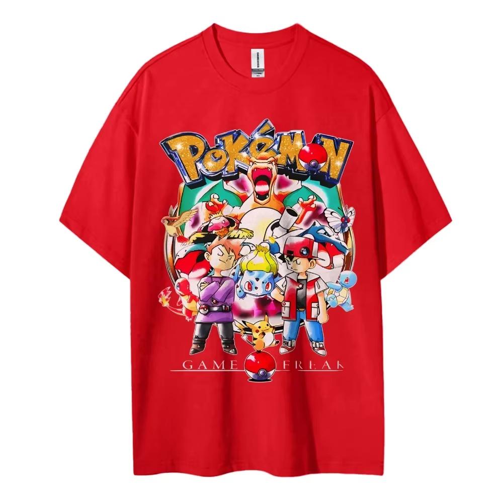 2026 Pokemon T-shirt Unisex's Pure Cotton Casual Round Neck T-shirt Short Sleeve Clothing Summer Sports Casual Short Sleeve