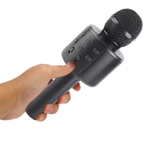 Microphone sans fil, Microphone de karaoké BT multifonctionnel 4-en-1 portable pour système de karaoké à domicile, fête KTV à domicile, voiture (Noir)