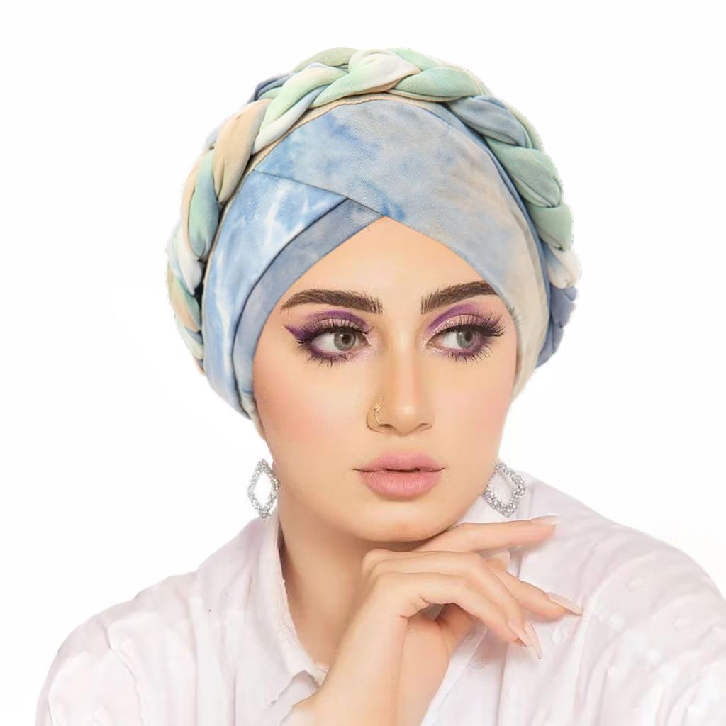 Muslimske kvinner Flette Hijab Turban Kemo Stretchlue Hodeplagg Islamsk Bonnet Hodeplagg Lue Dekkhatt