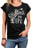 Women Guitar Print Rock Shirt Short Sleeve Top Cotton Band Shirt Guitar-