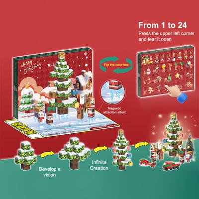 2025 Christmas Advent Calendar Magnetic Building Blocks Set, 24 Days Holiday Countdown Calendar