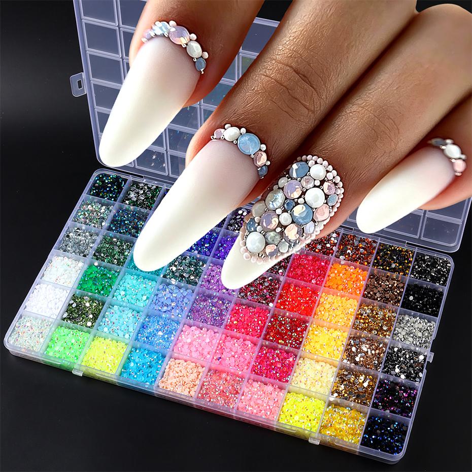 Xiaomi 60 Grids Flatback Nail Art Rhinestones Set AB Crystal Nail Gems Sparkling Beads Nail Art Decorations Jewelry Accessories