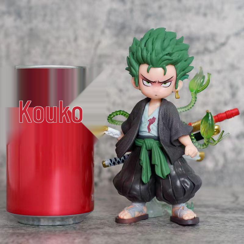 One Piece Q Version Sitting Pose Luffy, Zoro, Sanji Figures - Trendy Play Doll Model Toy Ornament