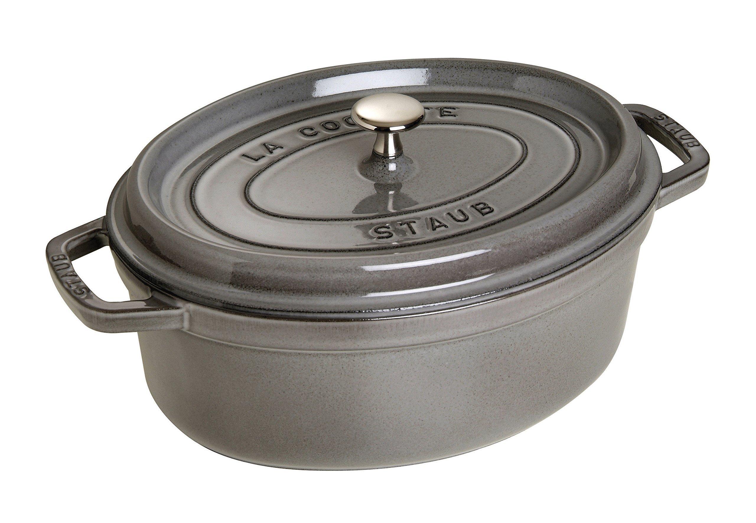 

staub Cocotte Oval Gray Large Hand Cast Enamel Pot IH Compatible Japanese La Cocotte Oval Pico 29cm [Authorized Product] 40509-317
