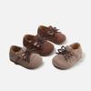 Spring 2026 Baby Girls' Soft Sole Leather Shoes with Double Bow - Non-slip First Steps Princess Shoes