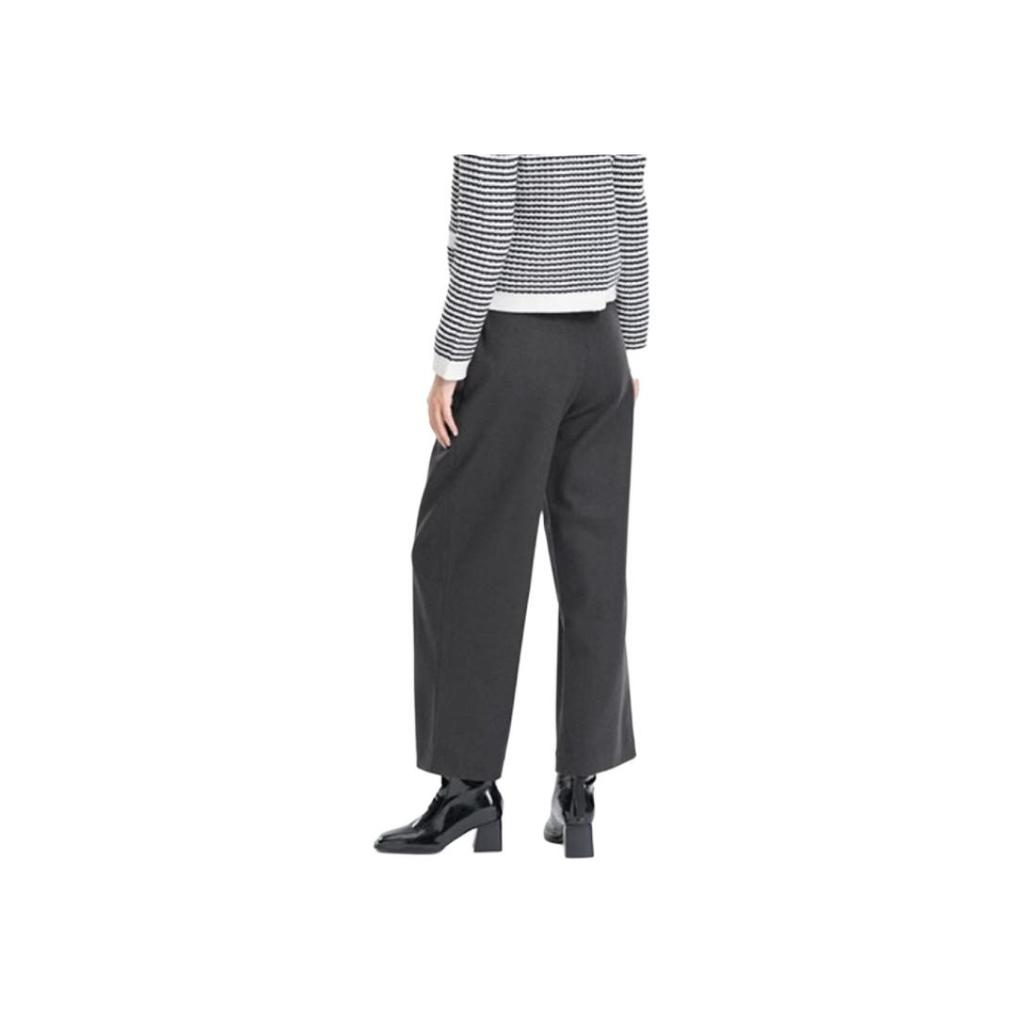 Uniqlo X CDC Collaboration FW23 Velvet Knit Pleated Wide Leg Casual Pants Women Bottoms Dark-Gray 463706-08