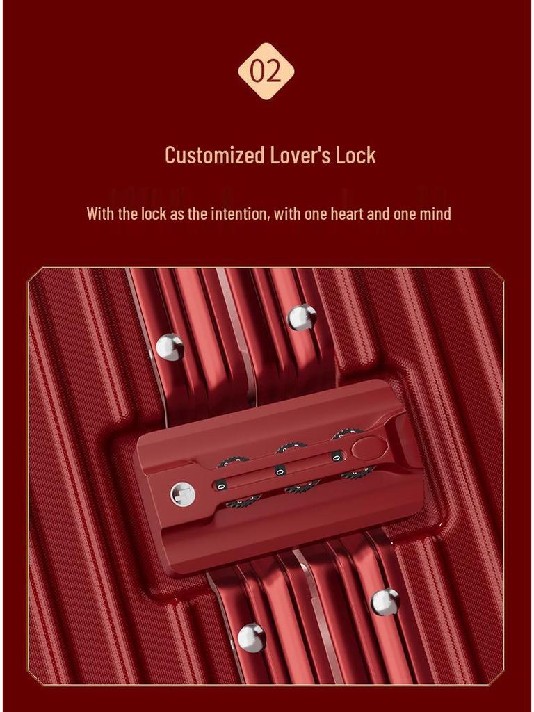 Roter Hochzeitskoffer: Trolley-Koffer mit Passwort für die Aussteuer der Frau