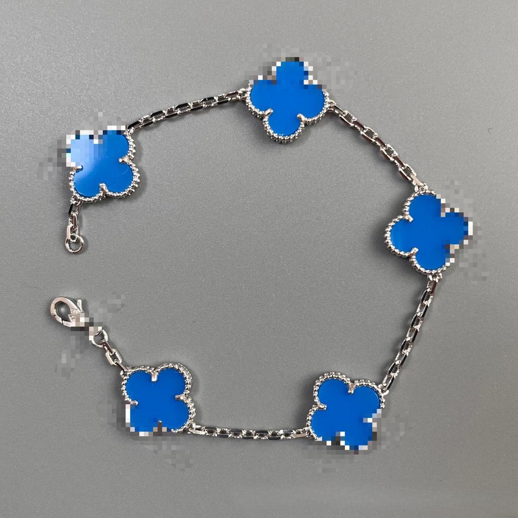 Brățară de damă din aur de 18k cu trifoi cu patru foi din sidef dublu față