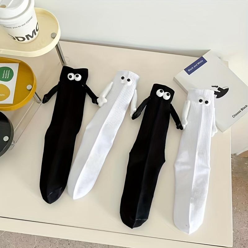 A Pair of Mid Length Socks, Trendy for Both Men and Women, Magnetic Attraction, Super Personality, 3D Dolls, Black and White Ero