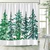 Winter Snowy Forest Shower Curtains Pine Tree Deer Snowflake Xmas Christmas Holiday Rustic Farmhouse Bathroom Decor With Hooks