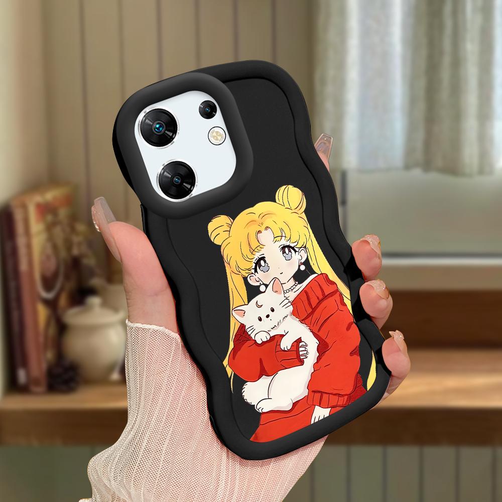 Big Wave Edge Weiches Silikonmaterial Macaron-Telefongehäuse Stoßfestes Schutzgummigehäuse für OPPO Reno Realme Infinix Tecno