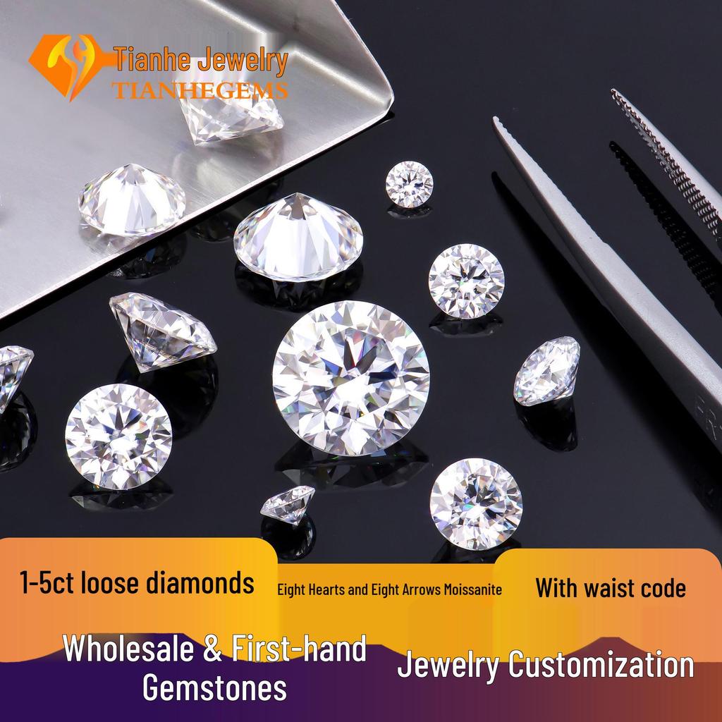 Moissanite 1-5ct Round Loose Stone, 8 Hearts & Arrows 3EX Cut, GRA-Certified. Exclusive for Live Broadcast.