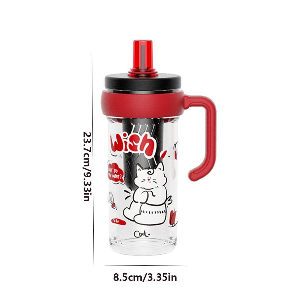 With Straw Plastic Water Bottle Large Capacity Sport Bottle Clear Cartoon Water Cup Outdoor Sport